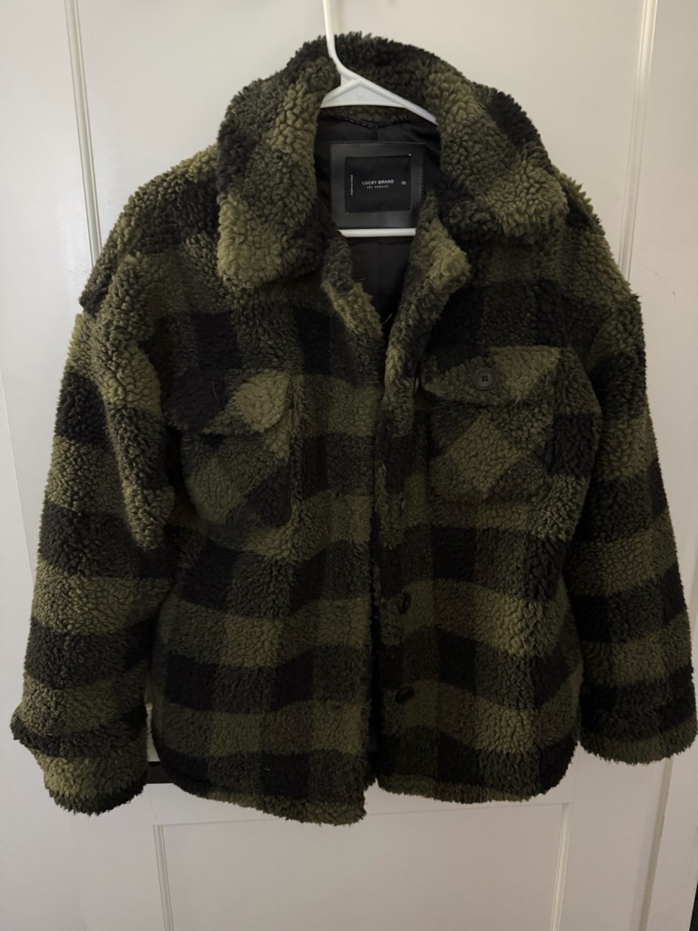 Lucky Brand Green & Black Plaid Sherpa Jacket